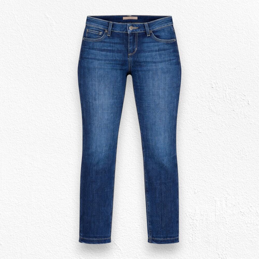 Joe's Jeans Straight Ankle Dark Wash Farrah Raw Hem Stretch Denim Size 29